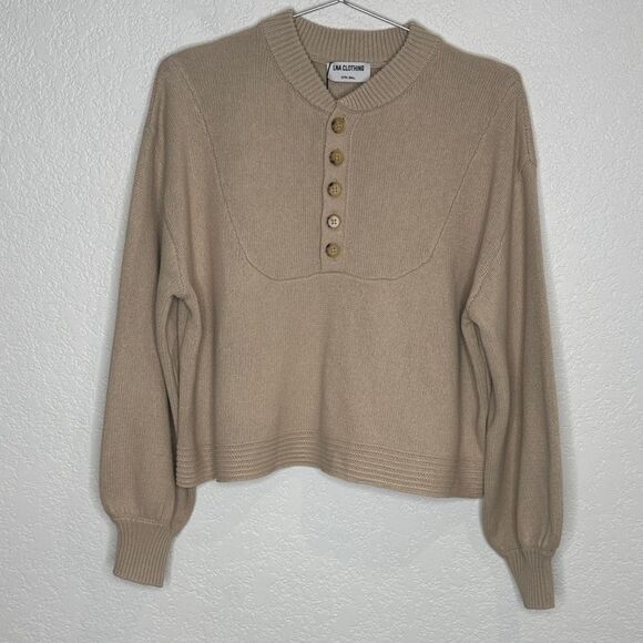 NWT LNA CLOTHING Baylee Henley Sweater Tan XS - Picture 2 of 13